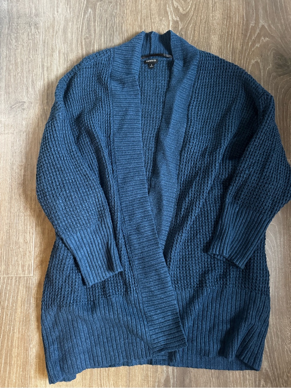 torrid Open-Front Chunky Knit Cardigan - Deep Blue